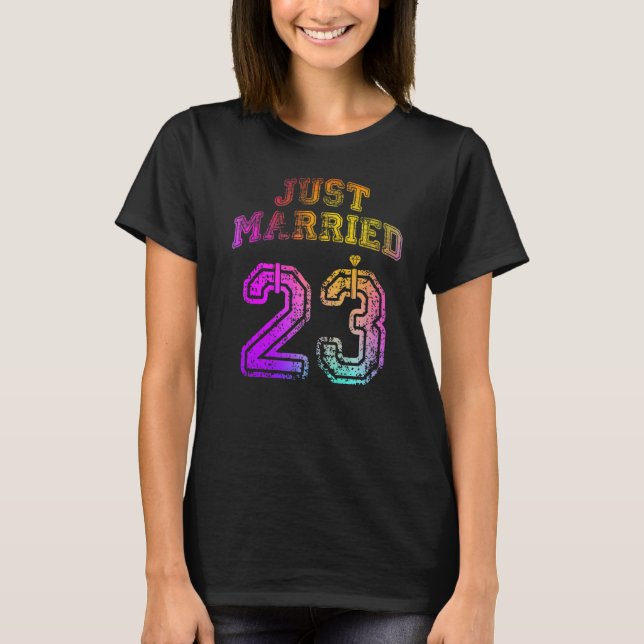 Just Married New Ehefrau New Husband Matching 2023 T-Shirt (Vorderseite)