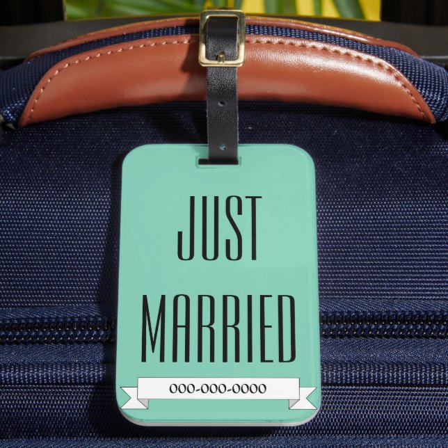 Just Married New Honeymoon Luggage Tag Gepäckanhänger (Vorderseite Insitu 2)