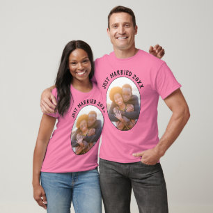 Just Married Newly Weds Seine und ihre Pink Unis T-Shirt