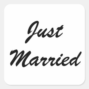 Just Married Newlyweds Custom Script Text Wedding Quadratischer Aufkleber