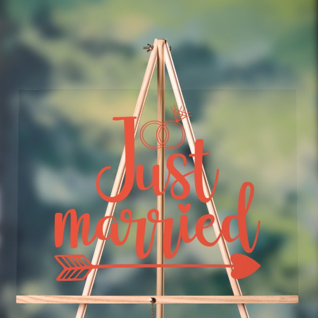 Just Married Orange Acrylschild (Neutral)