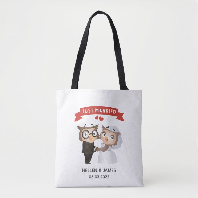 Just Married Owl Hochzeit Tasche (Vorderseite)