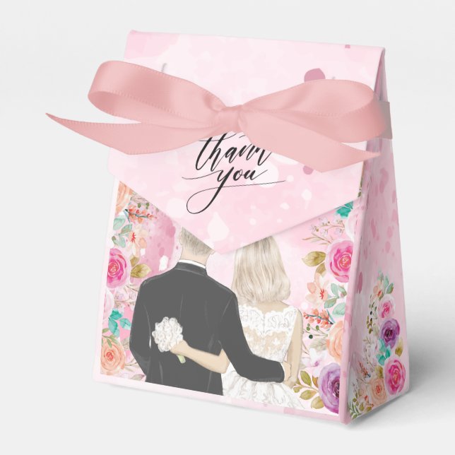 Just Married | Pärchen Zurück View Illustration Geschenkschachtel (Vorderseite)