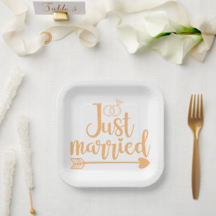 Just Married Peach Pappteller