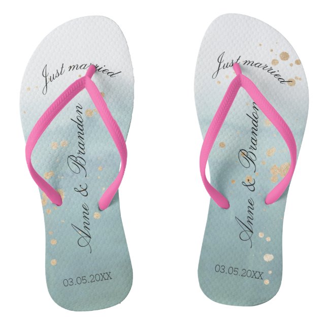 Just married personalisierbare Flip Flops (Fußbett)