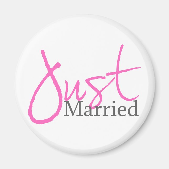 Just Married (Pink Script) Magnet (Vorne)