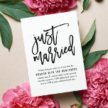 Just Married | Post Wedding Brunch Invitation Einladung<br><div class="desc">Planning a brunch celebration with the newlyweds the day after the wedding? Invite guests with these casual and modern brunch invitations featuring "just married" in handwritten style brush marker typography. Add your brunch details in matching black lettering.</div>