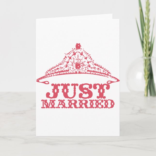 Just Married Princess Bride Tiara Vielen Dank Dankeskarte (Vorderseite)