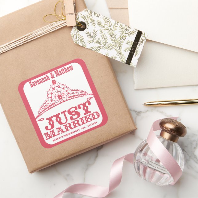 Just Married Princess Bride Tiara Wedding Sticker (Schenken)