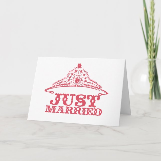 Just Married Princess Bride Tiara Weddings Ankündigung (Vorderseite)