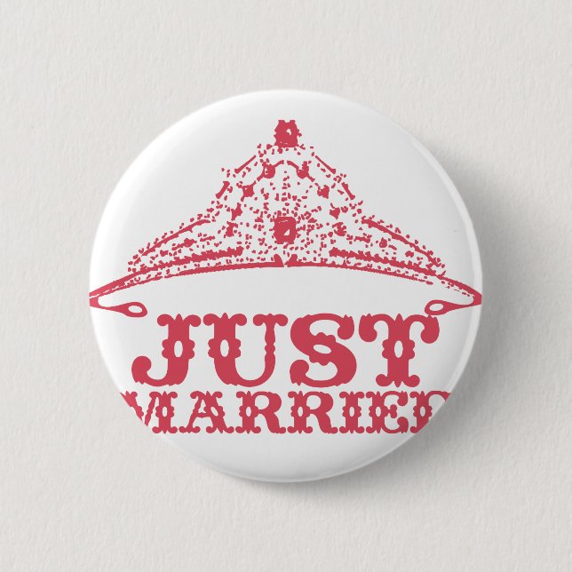 Just Married Princess Bride Tiara Weddings Button (Vorderseite)