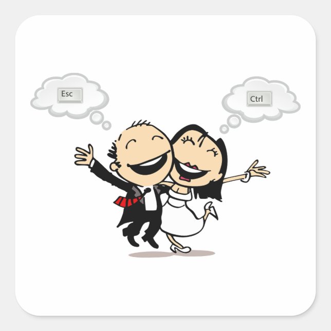Just married quadratischer aufkleber (Vorderseite)