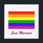 Just Married/Rainbow Wedding Magnet<br><div class="desc">Rainbow Wedding Design</div>