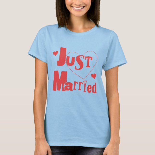 Just Married Red Heart T-Shirt (Vorderseite)