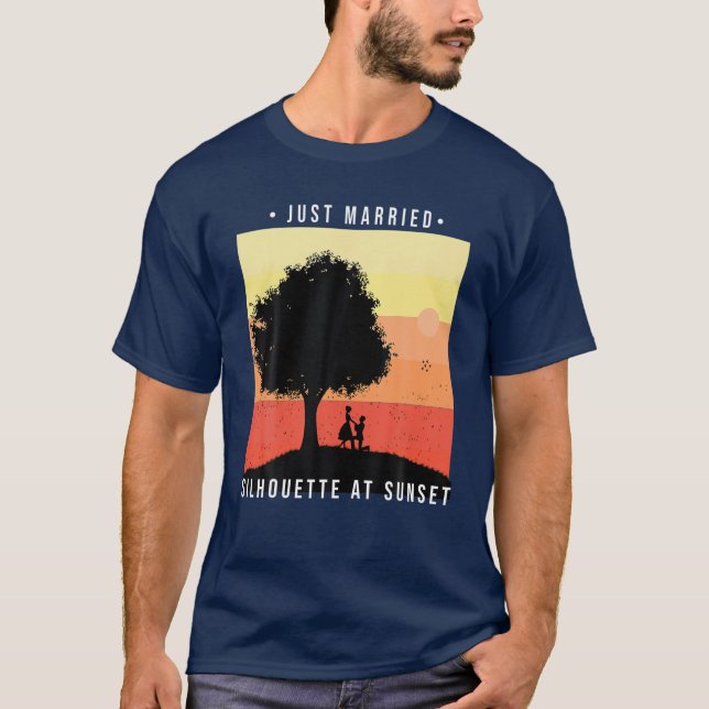 Just Married Retro Verlobung Matching Newlyweds H T-Shirt (Vorderseite)