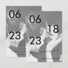 Just Married Romantic Elegante Wedding Foto Card Ankündigung