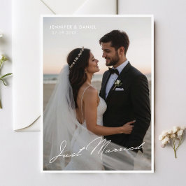 Just Married Romantic Wedding Foto Ankündigung
