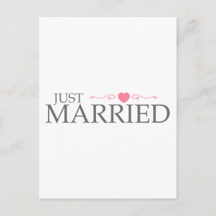 Just Married (Rosa Herzenscroll) Ankündigungspostkarte