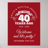 Just Married Ruby 40th Anniversary Welcome Sign