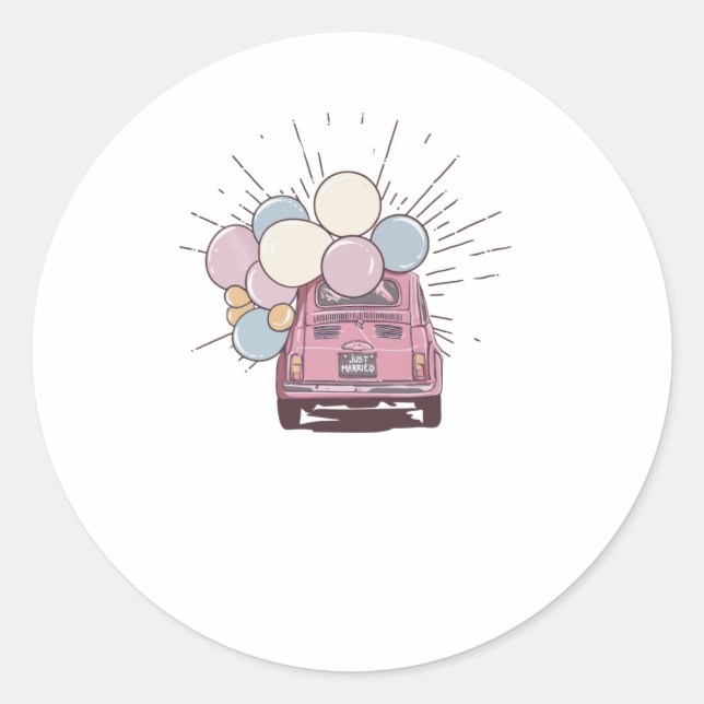 Just Married Runder Aufkleber (Vorderseite)