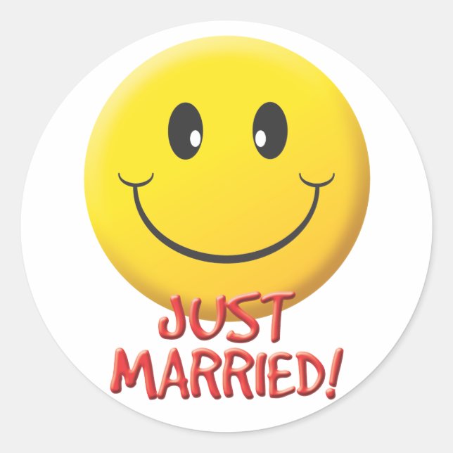 Just Married Runder Aufkleber (Vorderseite)
