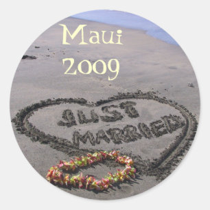 Just Married Runder Aufkleber