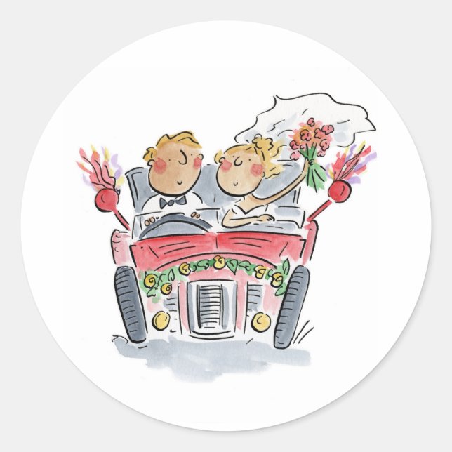 Just Married Runder Aufkleber (Vorderseite)
