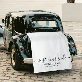 Just Married Script Fabric Car Banner Wedding Sign Wandteppich