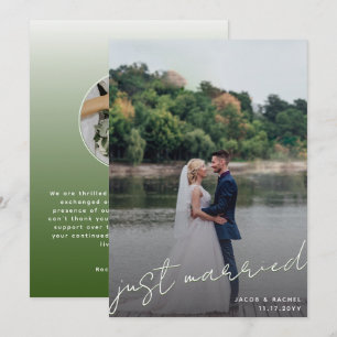 Just Married Script Overlay Green Foto Wedding Ankündigung