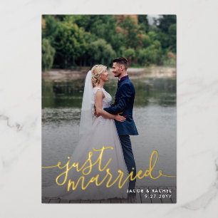 Just Married Script Overlay Hochzeitsankündigung Folieneinladung