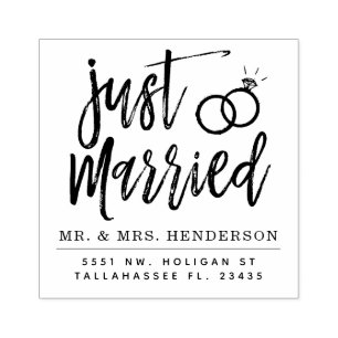 Just Married Script   PERSONALISIERT Gummistempel