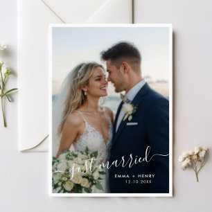 Just Married Script Wedding Foto Ankündigung