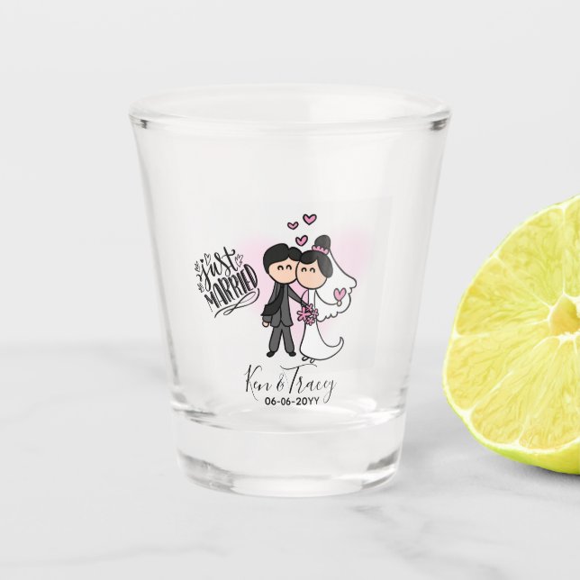 Just Married Shot Glass Schnapsglas (Vorderseite)