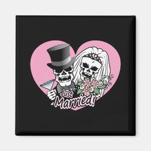 Just Married Skulls Magnet