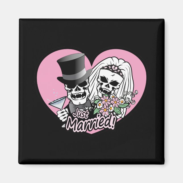 Just Married Skulls Magnet (Vorne)