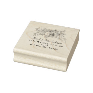 Just Married Sunflower Modern Address Rubber Brief Gummistempel