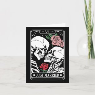 Just Married Tarot Card Halloween Skeleton Couple Karte