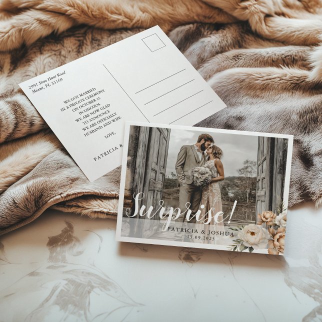 Just Married Wedding Announcement Postcard Postkarte (Von Creator hochgeladen)