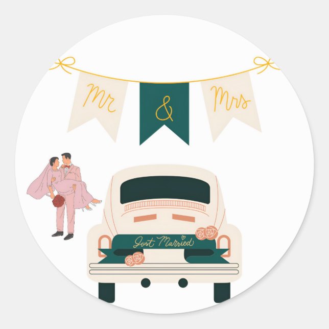 Just Married Wedding Car Sticker (Vorderseite)