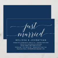 Just Married, Wedding Elopement Party Celebration