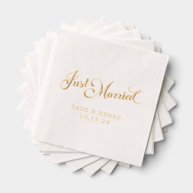 Just Married Wedding Servietten Mit Folie (Insitu (Gestapelt))