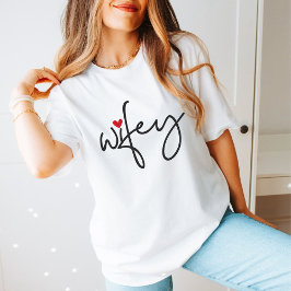 Just Married Wifey Modern Elegantes einfaches Skri T-Shirt
