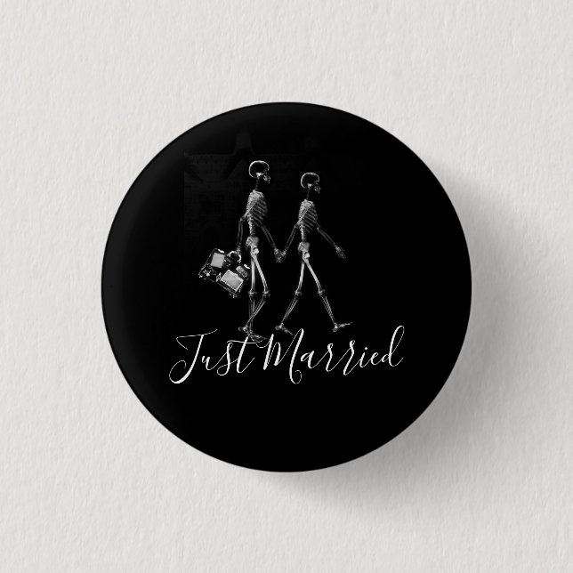 Just Married X-Ray Skeleton Honeymoon Couple Button (Vorderseite)