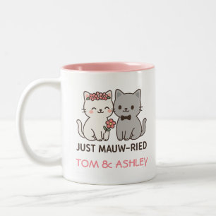 Just Mauw-ried - Niedliche Hochzeitskatzen-Geschen Zweifarbige Tasse