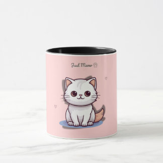 Just Meow Cute White Kitten Mug | Pink Pastel Tasse