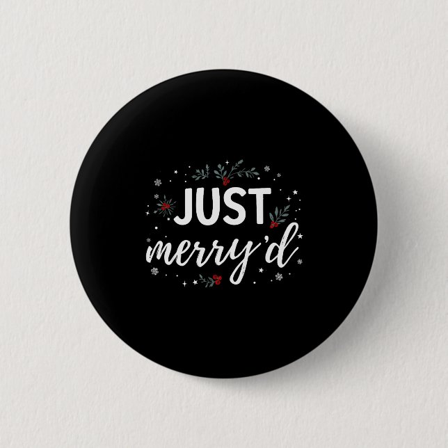 Just Merry'd Matching Christmas Wedding Party Marr Button (Vorderseite)