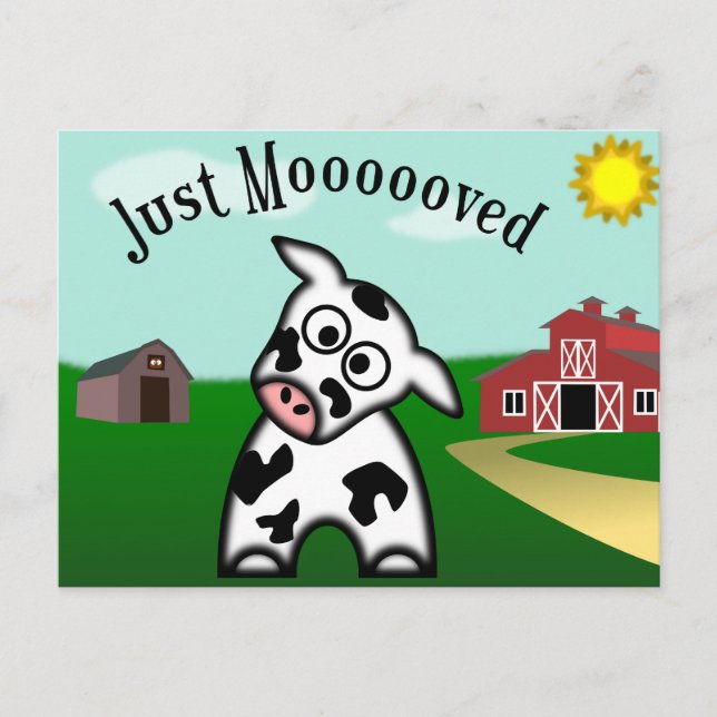 Just Moooved Postkarte (Vorderseite)