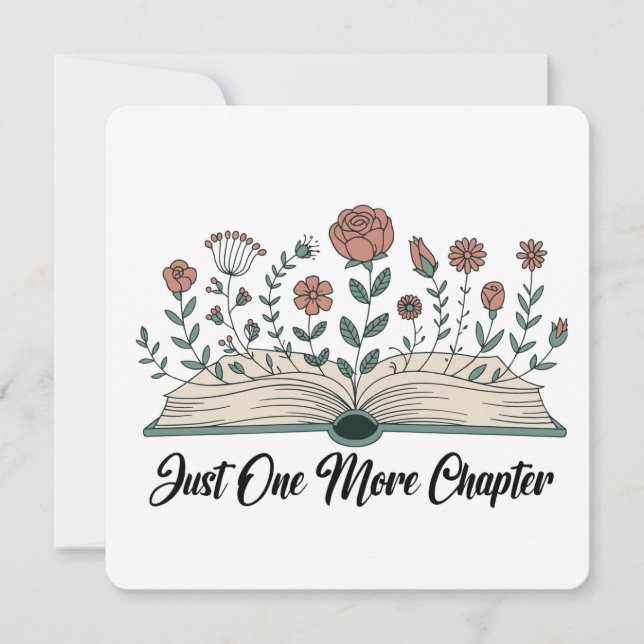 Just One More Chapter – Floral Book Lover Einladung (Vorderseite)