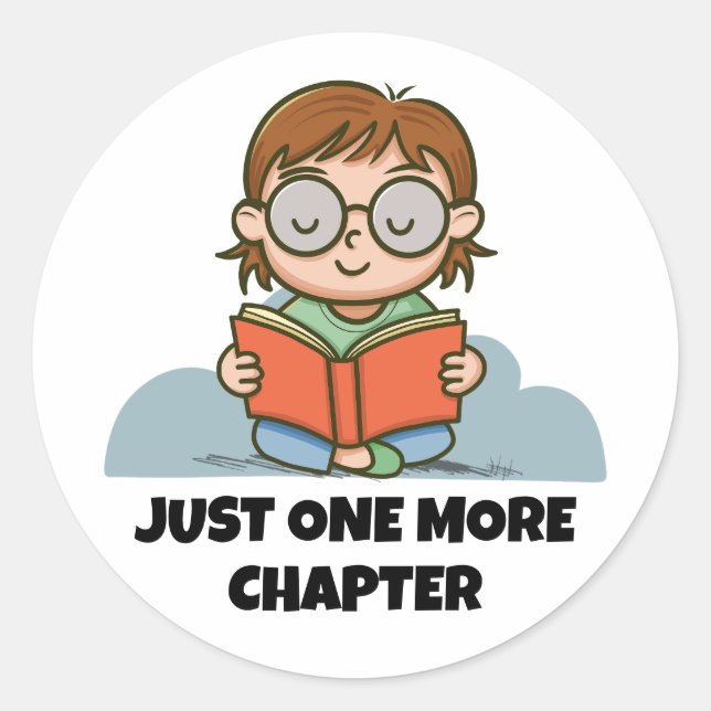 Just One More Chapter, Reading Book Worm Runder Aufkleber (Vorderseite)