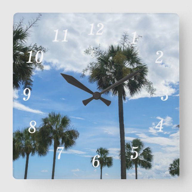 Just Palm Trees Wall Clock Quadratische Wanduhr (Vorderseite)